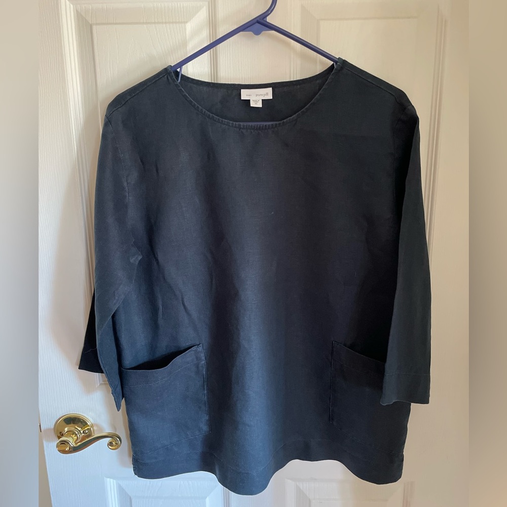 PureJill navy linen shirt